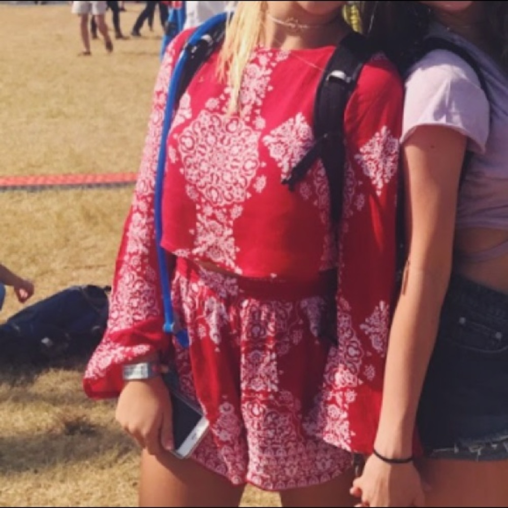 two piece boohoo red set